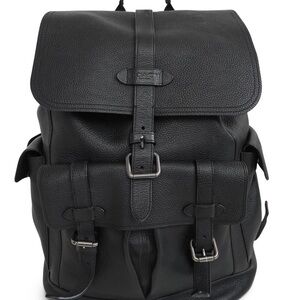 Black Leather Men's Backpack